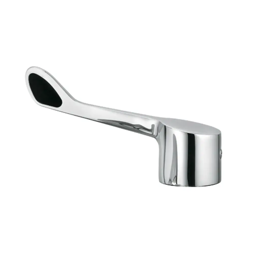 Kludi Hebel in Chrom, schlankes Design mit einer langen, gebogenen Griffoberfläche und einer runden Basis, geeignet als Ersatzteil für Armaturen.